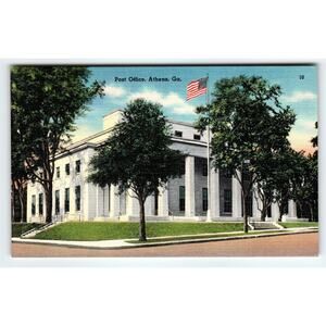 Vintage Linen Postcard Post Office Athens Georgia Classic City 1940s